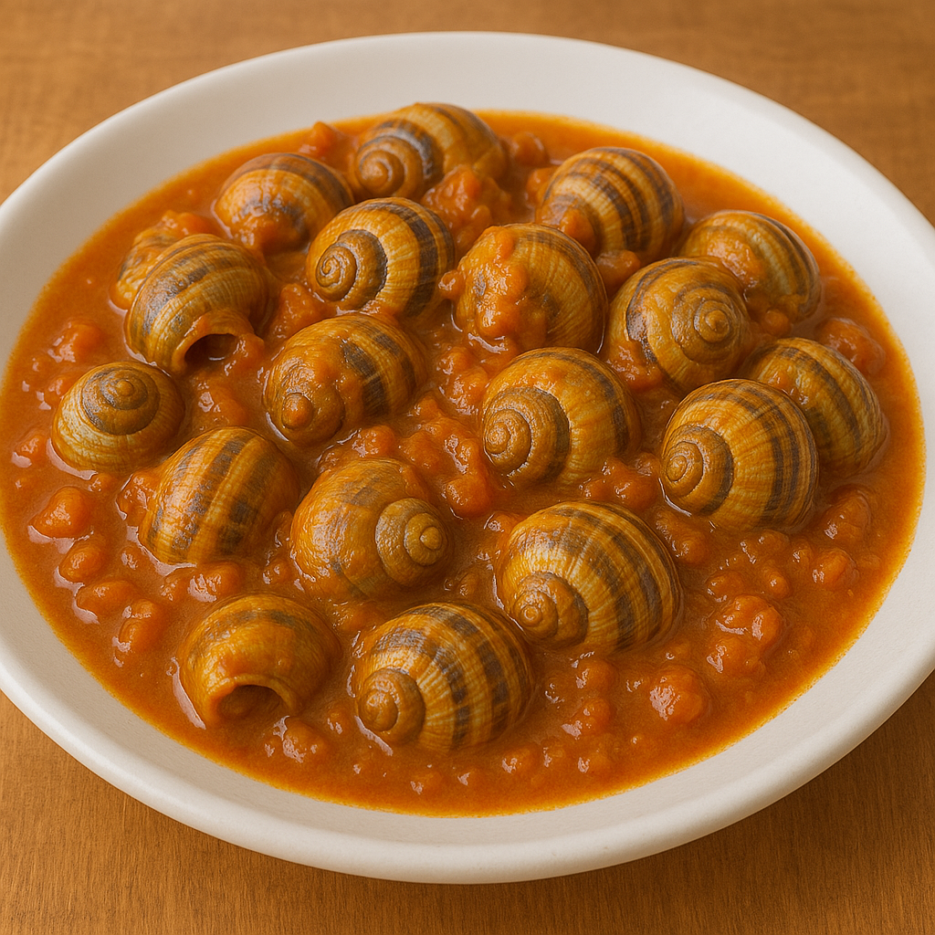 "Plato de cabrillas cocinadas en salsa tradicional, mostrando trozos tiernos de cabrilla en una salsa espesa y colorida, servidas en un recipiente rústico."