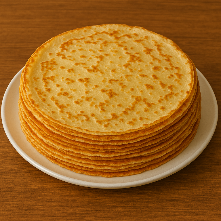 Frixuelos caseros apilados en un plato, espolvoreados con azúcar glas y acompañados de rodajas de limón.