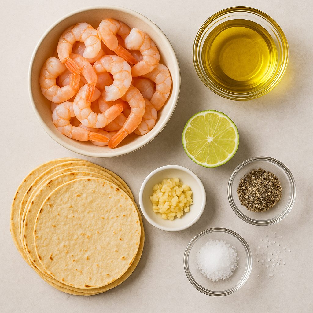 ingredientes para el taco de camarón 