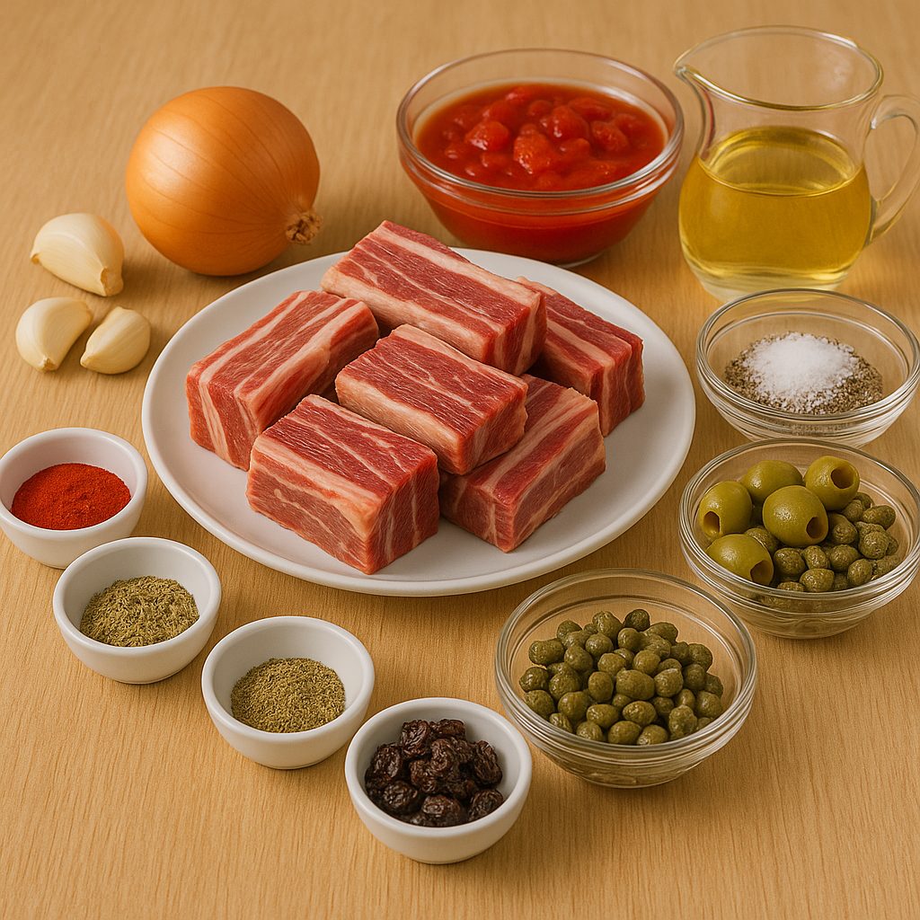  Ingredientes para preparar hallacas venezolanas: hojas de plátano, masa de maíz, guiso de carnes, aceitunas, alcaparras, pasas y cordeles para amarrar