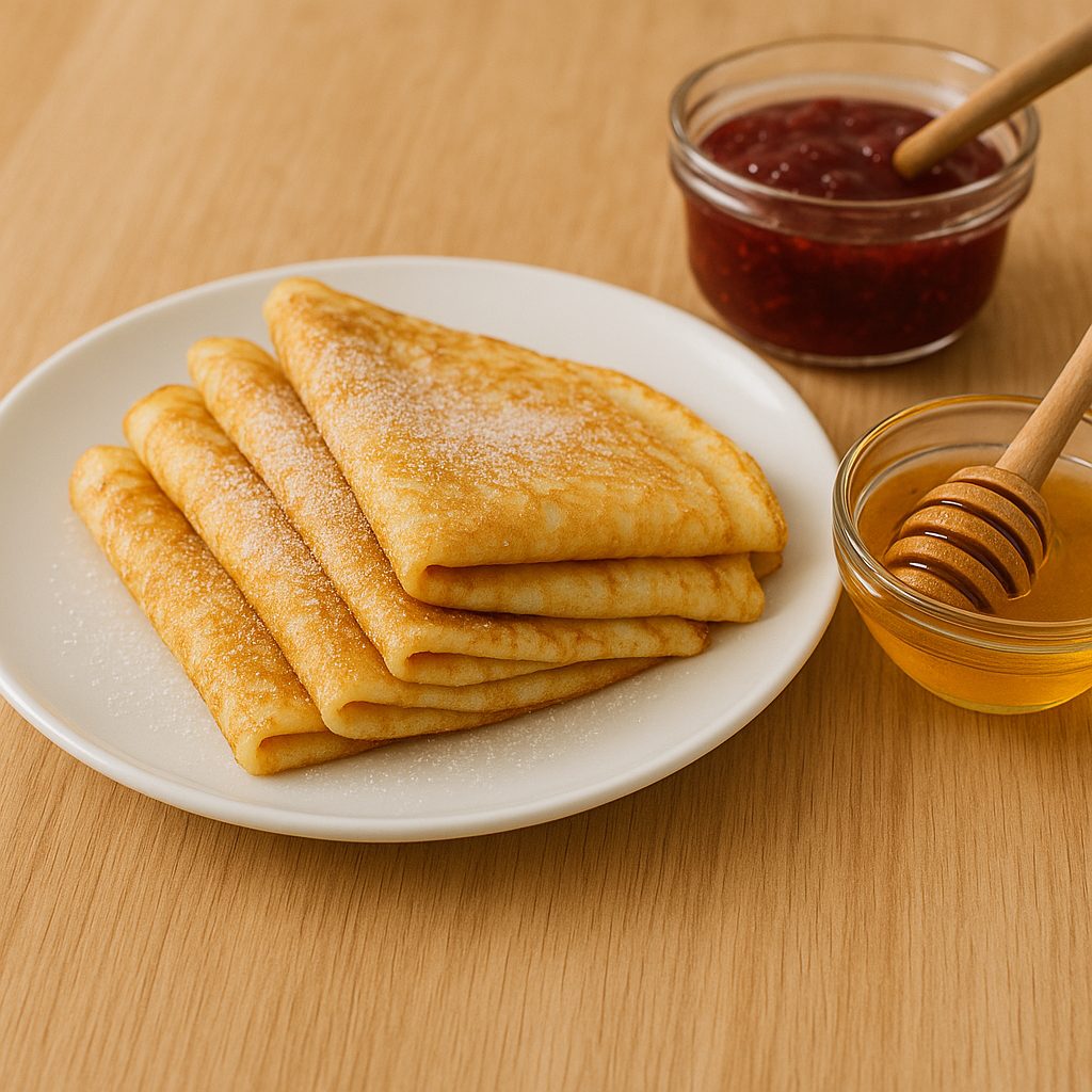  Frixuelos servidos en un plato, algunos espolvoreados con azúcar y otros rellenos con miel, chocolate y nata, listos para disfrutar calientes