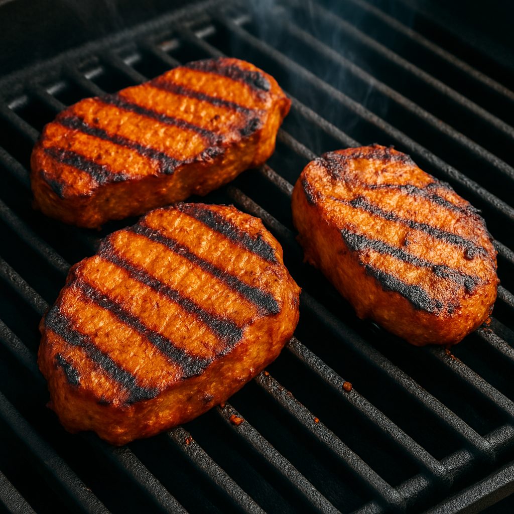 Parrilla encendida con brasas al rojo vivo, lista para cocinar a fuego medio.